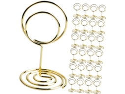 Conjunto 25 Porta Cartões Lugar Casamento Arame Carbono Dourado Clipes 50 Resistentes Estáveis Ideais GOKOCO