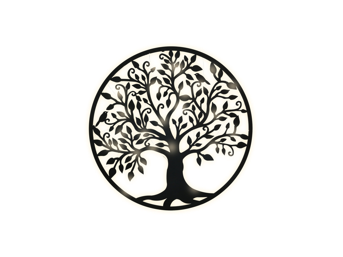 Árvore de Metal Decorativa de Parede com Led, Preta, 99x2x99cm ALEXANDRA HOUSE LIVING