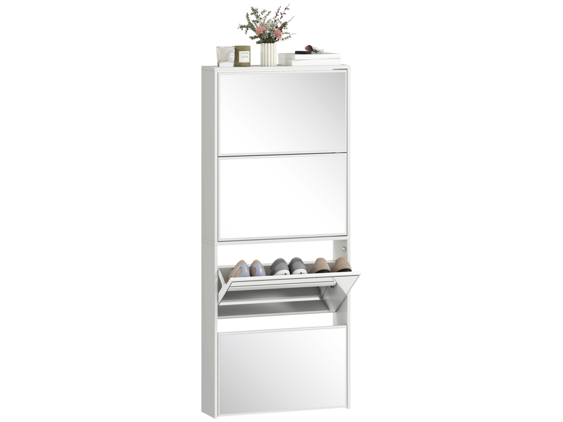 Sapateira Estreita BTFORUS 17x146 cm em Madeira Cor Blanco para Entrada com Design Moderno e Prático