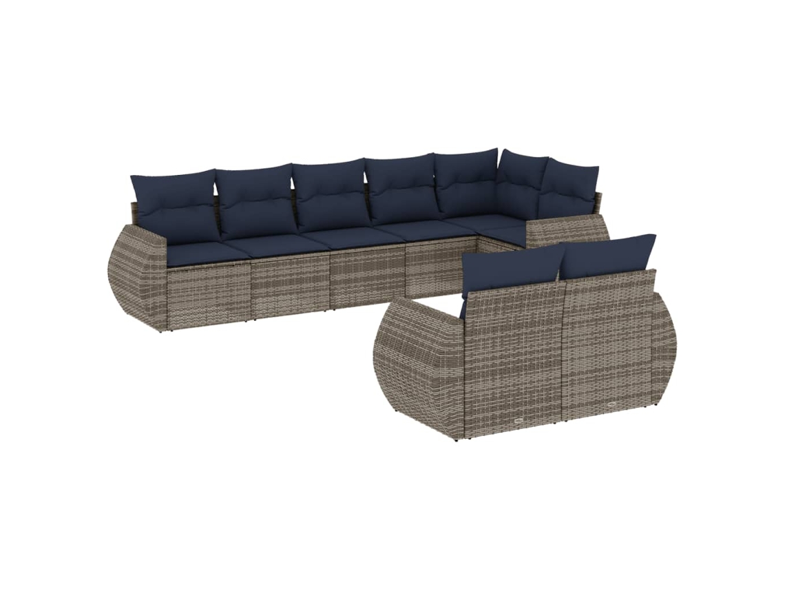 Conjunto de Sofá de Jardim, 8 Peças, Almofadas, Rattan Cinza MAISON EXCLUSIVE