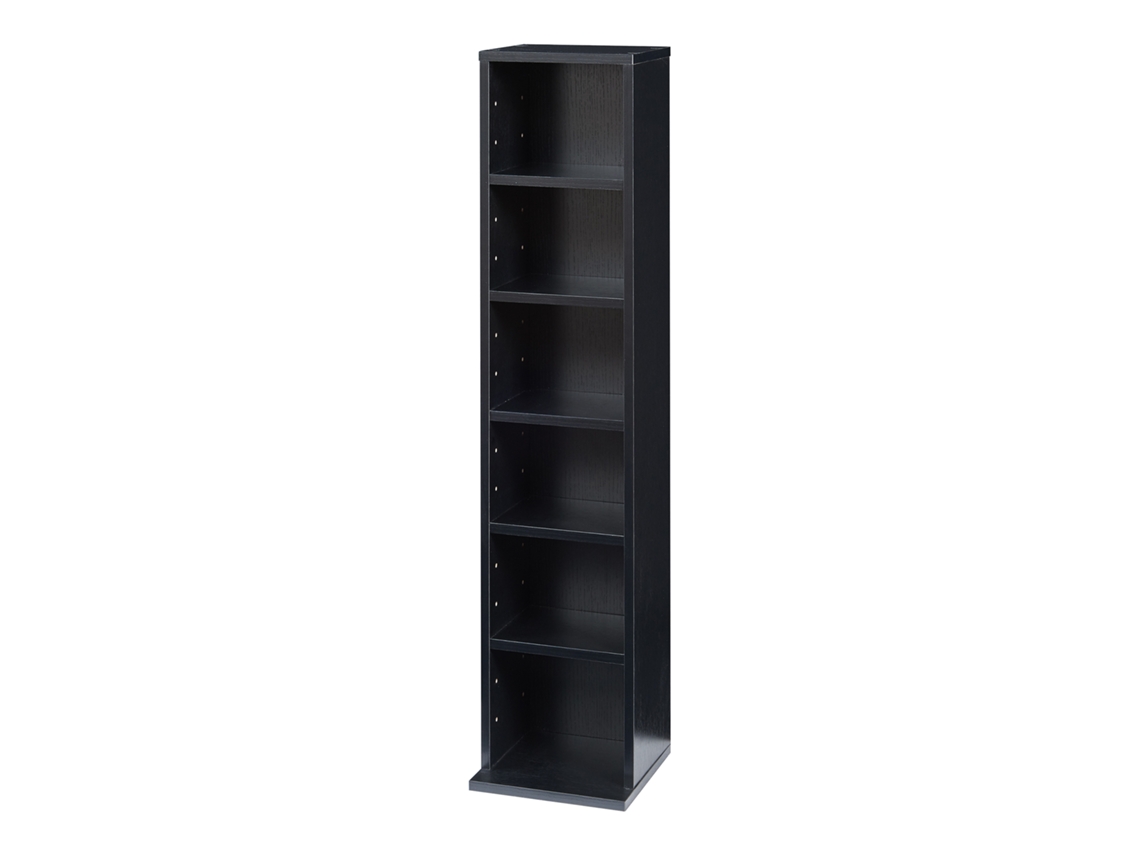 Prateleira Para Cd Tynset 6 Compartimentos 90x20x20cm Preto [en.casa]