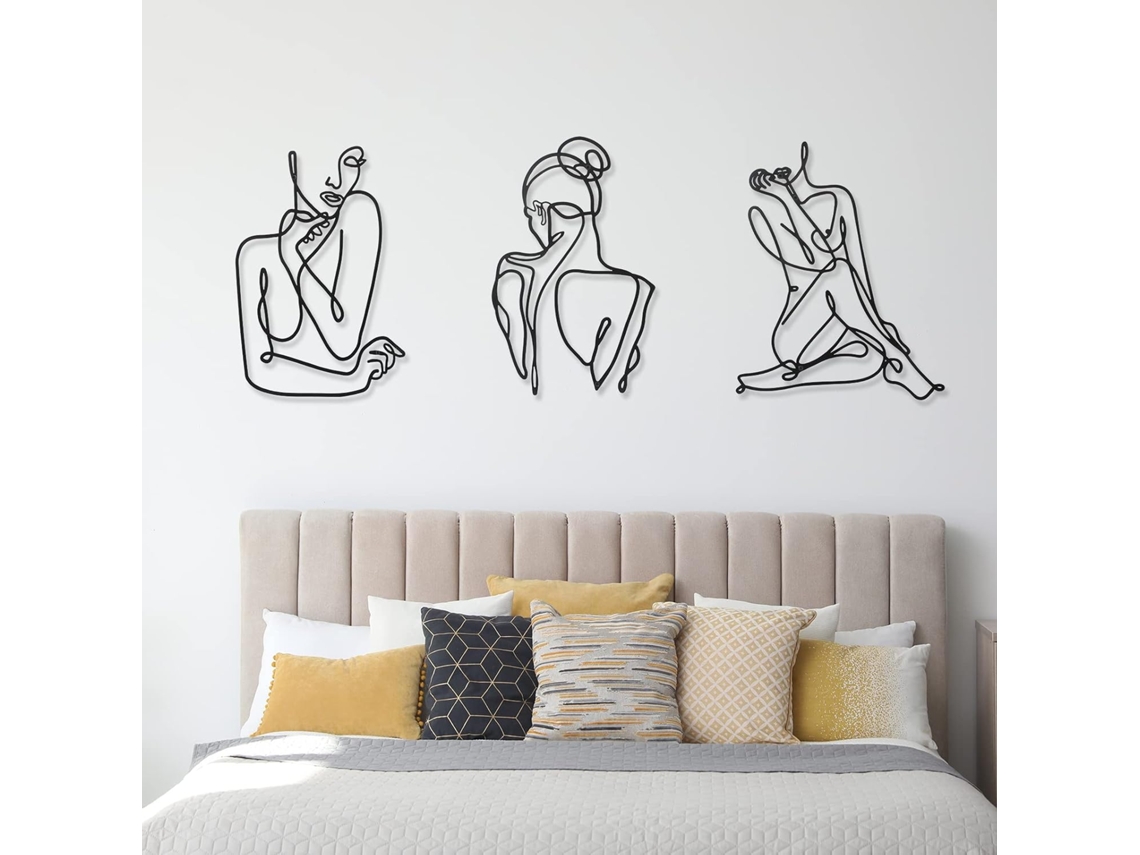 Decoração de Parede, Mulher Linear, 3 Peças ZYBLSSBB