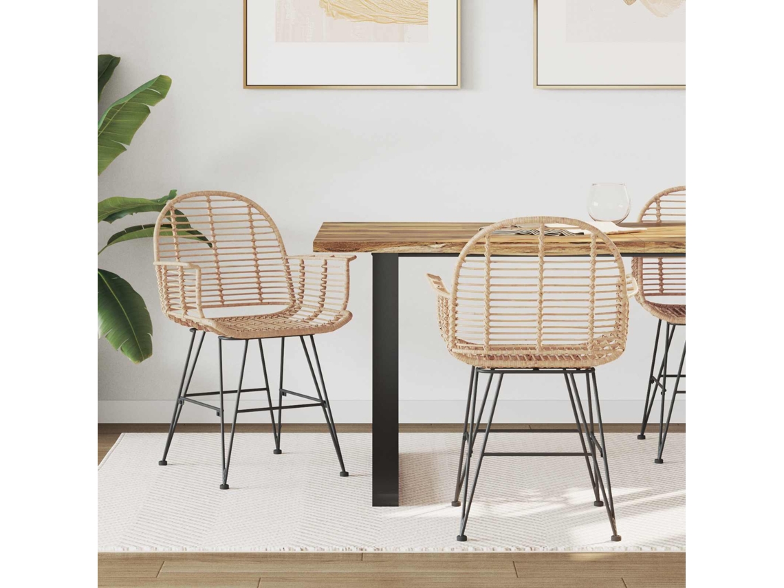 Vidaxl Cadeira De Jantar 2 Unid. Rattan E Ferro Natural