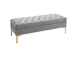 Banco De Assento/cama/sapato Em Veludo Cinza Claro, Pernas Elevadas, 118x45x42cm, Para Quarto E Hall.