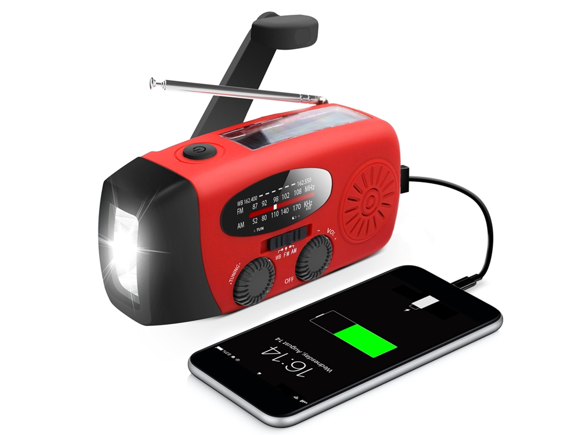 Rádio de Emergência de 10000mah, Solar, Manivela, Am/fm, Previsão do Tempo AQUAFORGE