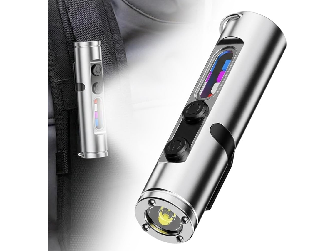 Lanterna De Bolso Recarregável Edc, Mini Chaveiro, Lâmpada Com Base