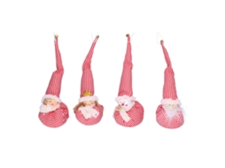 Mali pingentes de Duendes de Natal para Árvore Decorativos Macios Vermelho e Branco em Listras 4 Unidades