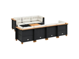 Maison Exclusive - 8 Pcs Conjunto Sofás De Jardim Com Almofadões Vime Pe Preto