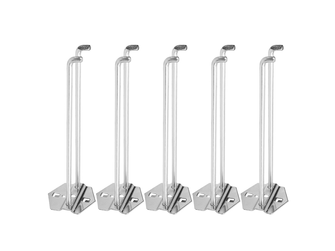 Conjunto de 5 ganchos de aço galvanizado para guardar chaves e porcas na oficina, capacidade de 3 a 5 kg, 200 x 6 mm
