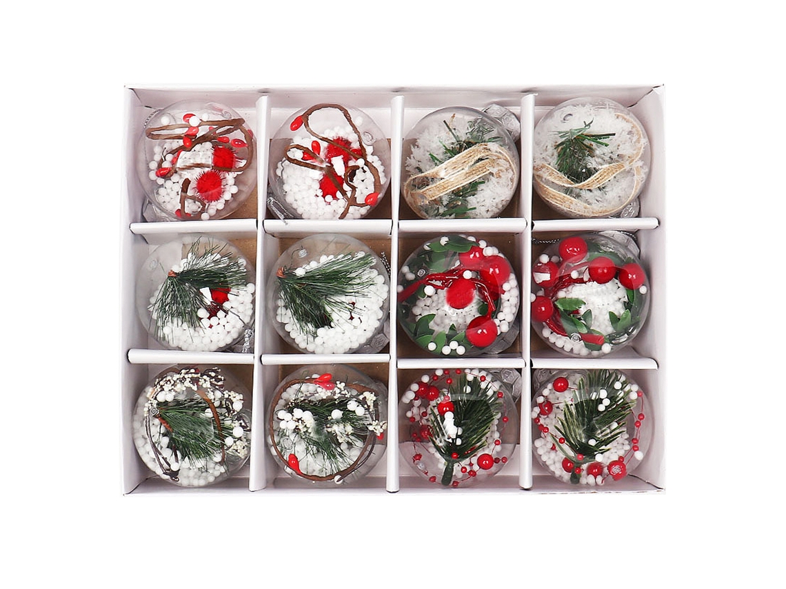 Conjunto de 12 Bolas de Plástico Reutilizáveis para Decorações de Natal LAXISCREED