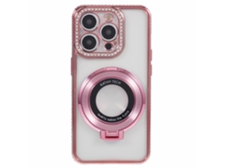 Suporte Casa Para Iphone 15 Pro Max Pele Sintética Rosa