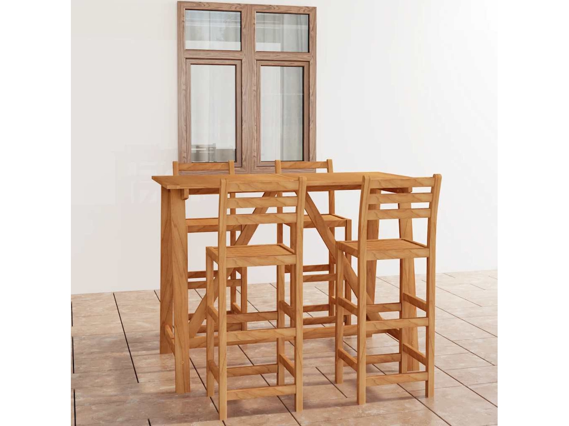 Vidaxl 5 Pcs Conjunto De Bar Para Exterior Madeira De Acácia Maciça
