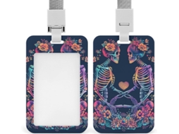 Suporte Crachá Com Silhueta De Duas Caveiras, Suporte Crachá À Prova D Água, Protetor Crachá, Suporte Crachá Retrátil