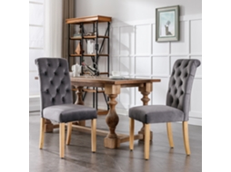 Conjunto De 2 Cadeiras De Jantar Samt Com Pernas De Carvalho,estilo Moderno E Confortável Para Cozinha E Sala De Estar,cinza Mega Echo Trade Shop