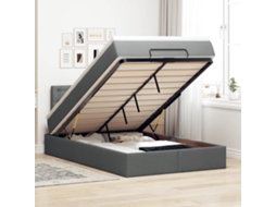 Vidaxl Cama Otomana Com Colchão 120x190 Cm Tecido Cinzento Escuro