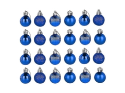 Bola Decorativa De Natal Azul De Plástico Com 4 Designs - 24 Unidades Para Festivais E Decoração