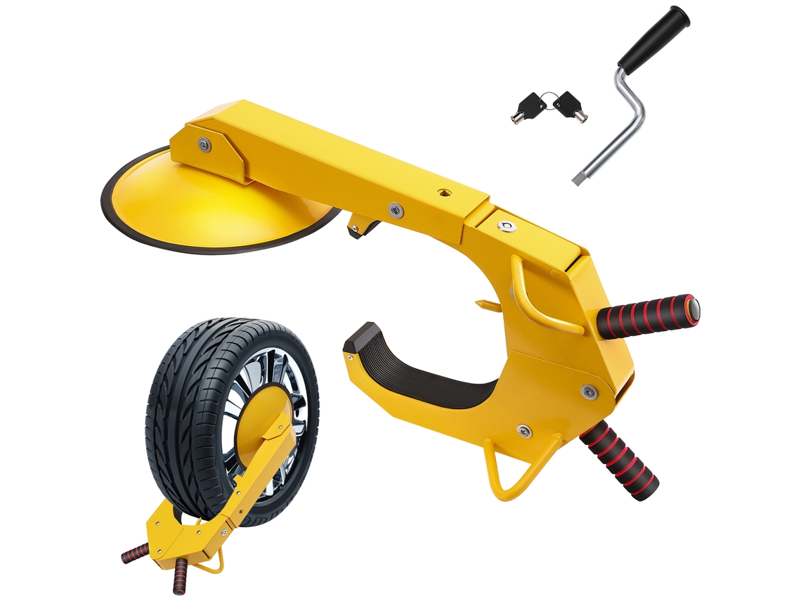 Cadeado de Roda para Carro, Trava Antirroubo 16 38cm Aço Q235 Uso Pesado, Ventosa 30cm, 2 Chaves, Dispositivo Veículos, Caravanas, Caminhões, Motos