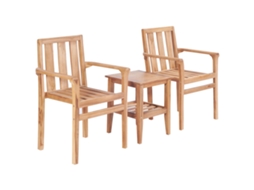 Vidaxl 3 Pcs Conjunto De Bistrô Teca Maciça