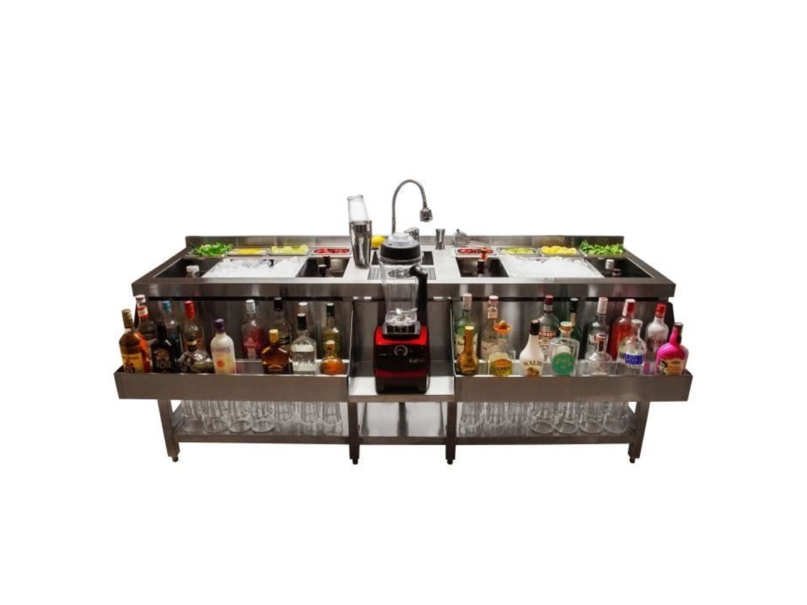 Bar Coquette Horeca Profissional Double Station 197 cm x 78 cm Aço Inoxidável Kukoo