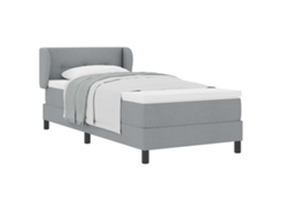 Cama De Solteiro | Camas Para Quarto | Cama Box Com Colchão Cinzento-claro 100 X 200 Cm Tecido