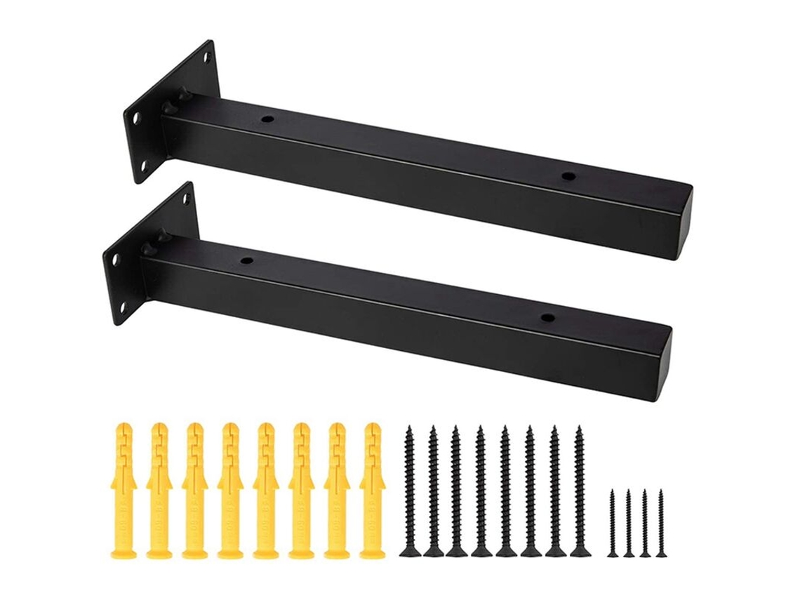 Suporte Para Prateleira, 2 Peças, Ferro, Para Parede, 25 Cm, 10 Polegadas, Preto