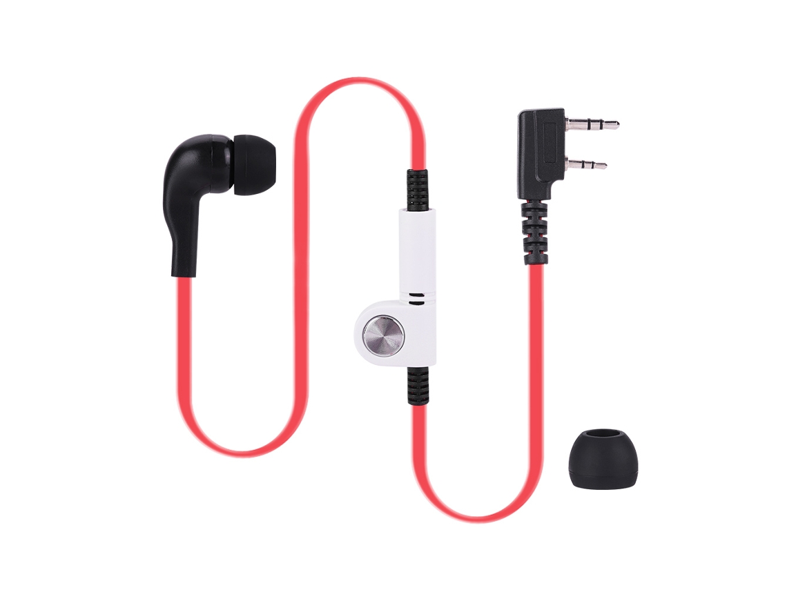 Aetheria fone de Ouvido com Microfone Ptt para Rádio Walkie Talkie 2 Pinos Cabeça K Vermelho