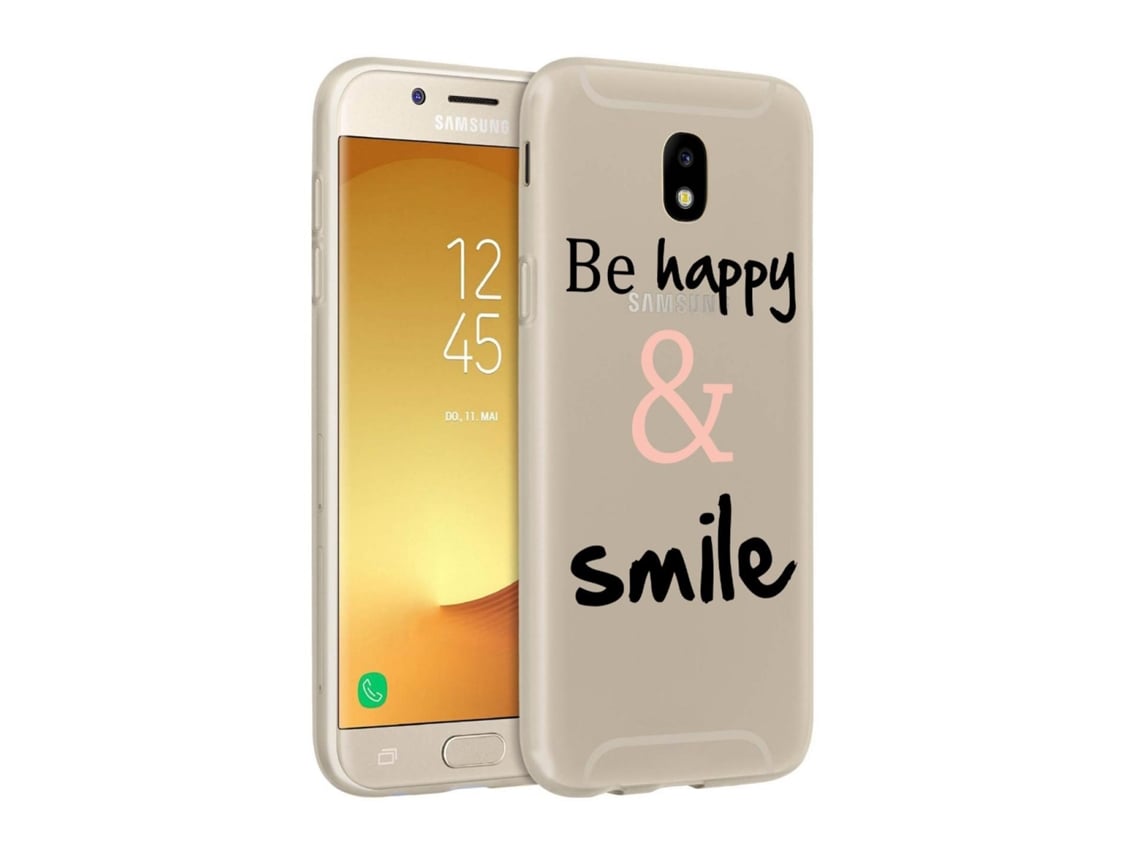 Capa Traseira Akashi 'Be Happy and Smile' para Samsung J5 2017