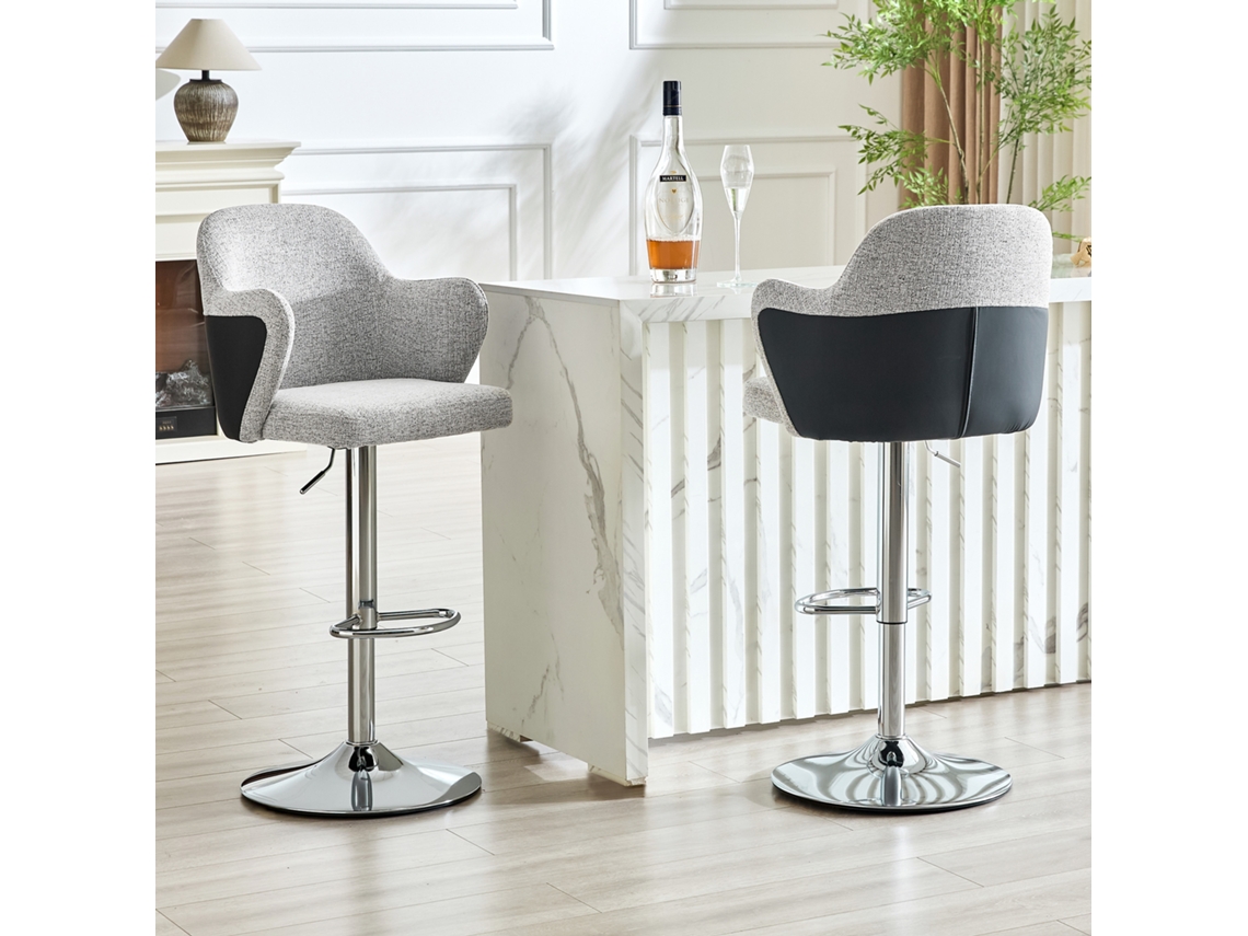 Conjunto De Banquetas Ajustáveis, Estofadas Modernas Com Braços, Giro 360°, Altura Regulável Para Bares Caseiros E Restaurantes.