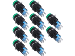 Yiyao 10x Ac 250v 5a Spdt 1na 1nf 5-switch Botão Pressão Com Trava Verde Lâmpada Led 220v