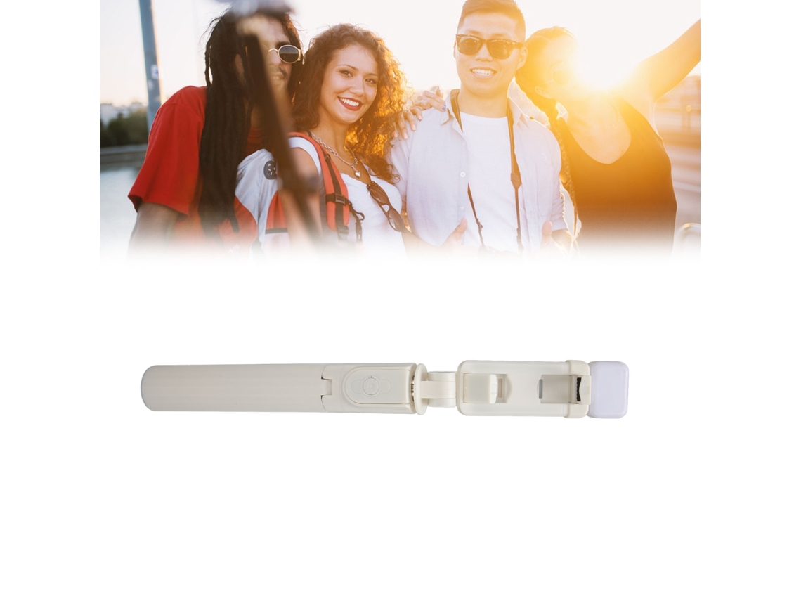 Bastão De Selfie Com Luz Led Removível, Suporte Para Celular, Extensível Até 26,8 Polegadas, Com Controle Remoto, Branco
