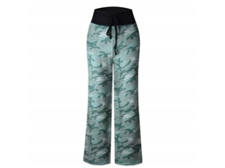 2026 pantalones para Mujer de Tela Elástica Con Estampado Floral, Anchos Y Cómodos para Descansar S Verde