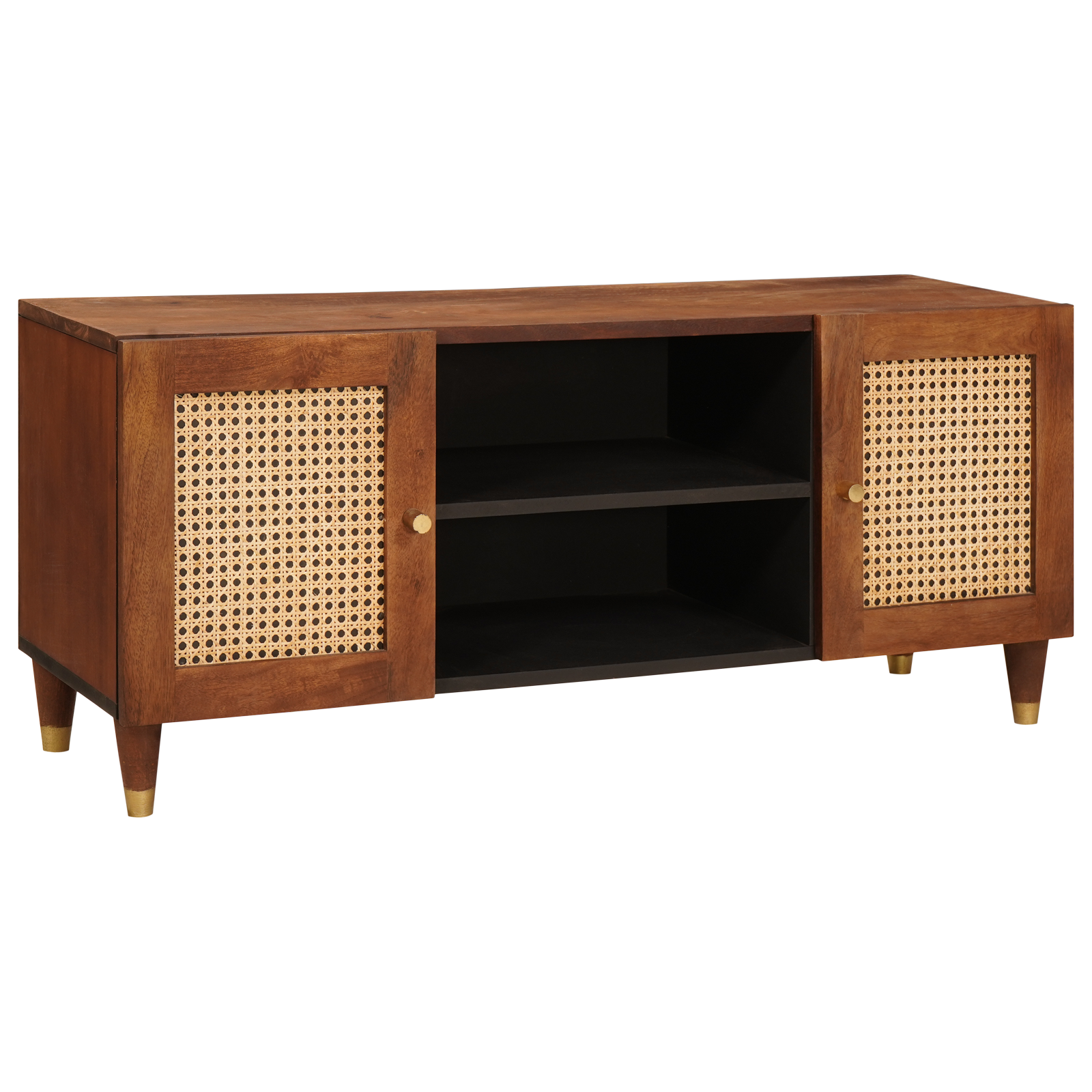 Conjunto 1 Gabinete Para Tv Vidaxl Castanho Madeira De Mangueira Maciça (105 X 33,5 X 46 Cm)