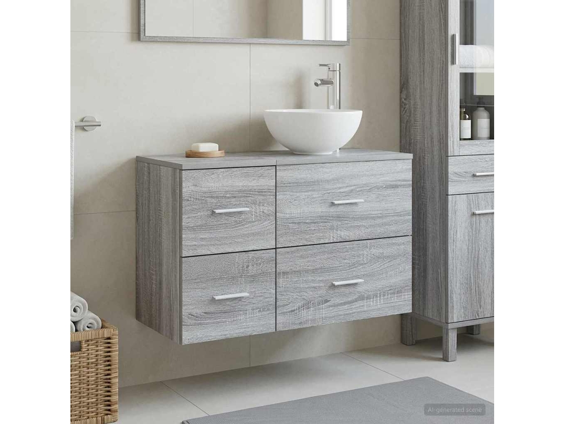 Vidaxl Conjunto De Móveis Para Banheiro 2 Pcs Sonoma Cinzento
