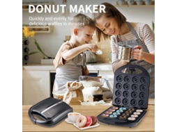 Máquina De Fazer Donuts Para 16 Donuts 1400w Máquina De Café Da Manhã Com Aquecimento De Dupla Face E Superfície Antiaderente Para Café Da Manhã, Lanc