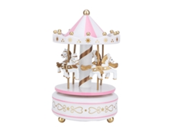 Caixa de música carrossel Merry‑go‑round, presente de Natal, casamento, aniversário, decorativa, branco rosa | S/MARCA