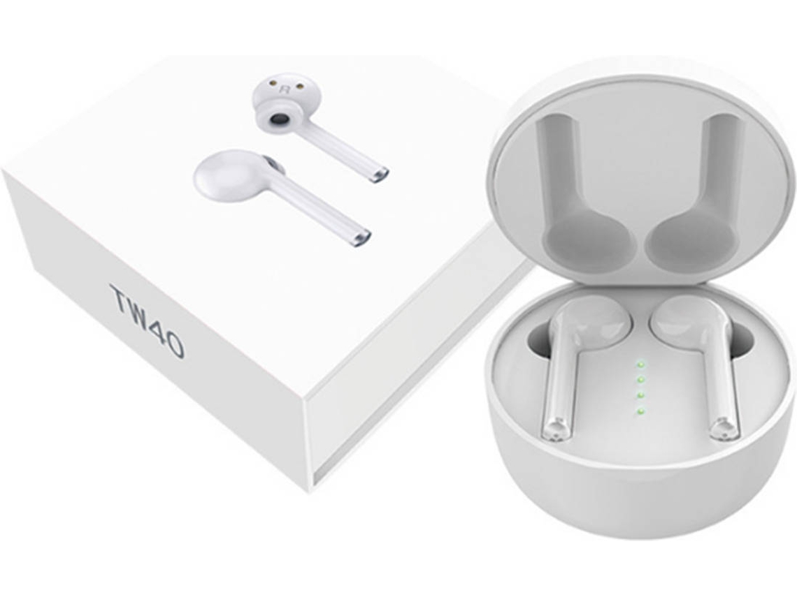Auriculares Bluetooth True Wireless WJS CT1296 (In Ear - Microfone - Branco)
