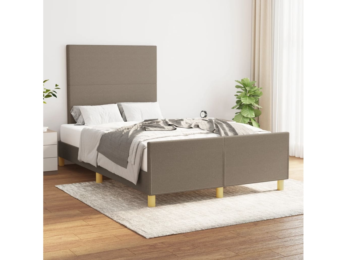 Estrutura De Cama Sem Colchão 120x190cm Tecido Cinzento