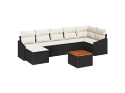 Conjunto 8 Sofá De Jardim Vidaxl Preto Vime Pe (55 X 55 X 37 Cm)