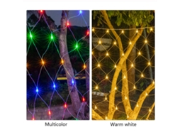 Luz de Malha 1,5x1,5m 96 Luzes Branco Quente 8 Modos Decoração
