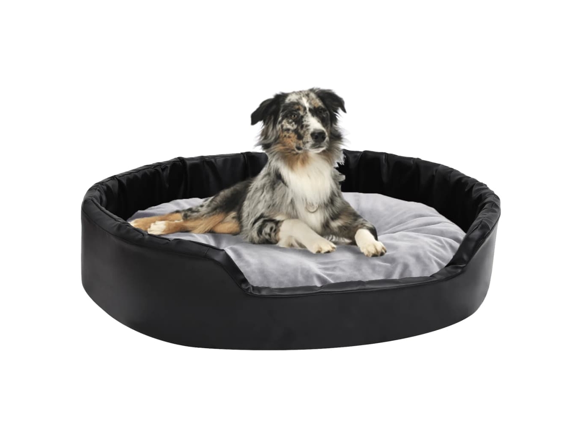 Vidaxl Ninho P/ Cães 90x79x20 Cm Pelúcia/couro Artificial Preto/cinza
