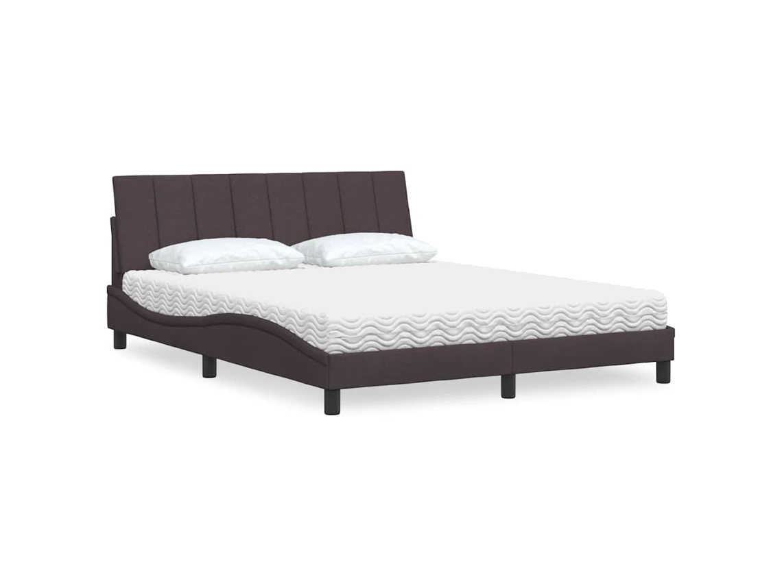 Vidaxl Cama Com Colchão Hanko 160x200 Cm Tecido Castanho-escuro