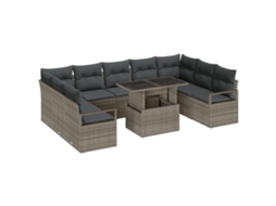 Conjunto 10 Conjunto De Sofá De Jardim Vidaxl Cinzento Vime Pe (287 X 177 X 85 Cm)