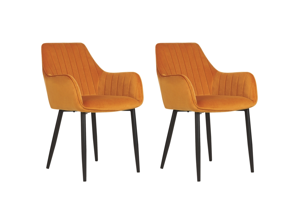 Cadeiras de jantar em veludo BELIANI Wellston de Veludo Laranja 60x61x84