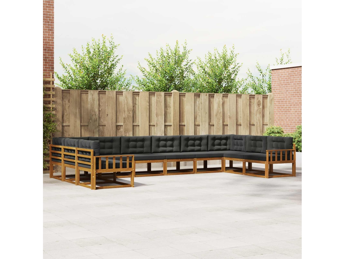 Vidaxl Conjunto De Sofás Para Exterior 10 Unid. Natural E Antracite