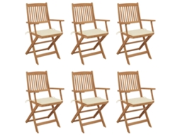 Folding Chair, Folding Chairs Vidaxl Creme Madeira De Acácia (n/a)