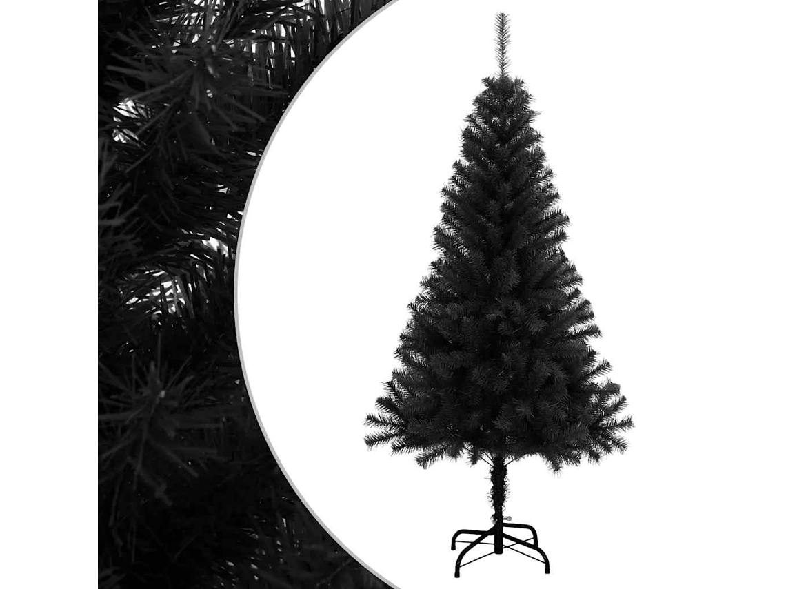 Vidaxl Árvore De Natal Artificial Com Suporte 120 Cm Pvc Preto