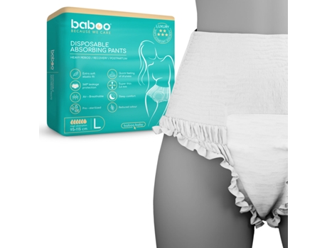 Roupa Interior Absorvente Descartável para Recuperação Pós-Parto Tamanho Extra Grande 5 Unidades. BABOO