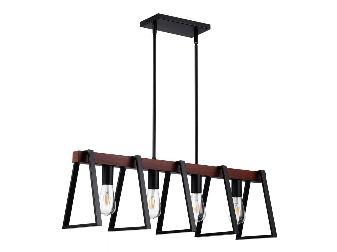 Luminária De Suspensão Industrial 4 Luzes Em Metal Regulável Tekmaquinas