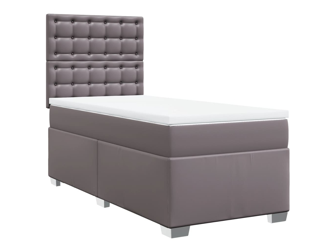 Cama com Molas Couro Artificial Cinzento MAISON EXCLUSIVE 100x200 cm