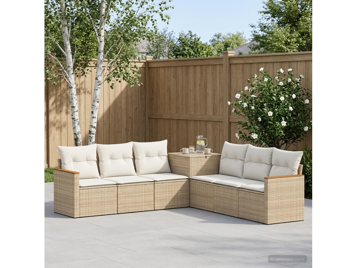 Vidaxl Conjunto De Sofás 7 Unid. Bege E Branco Creme